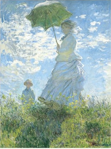 クロード・モネ　散歩　日傘をさす女性